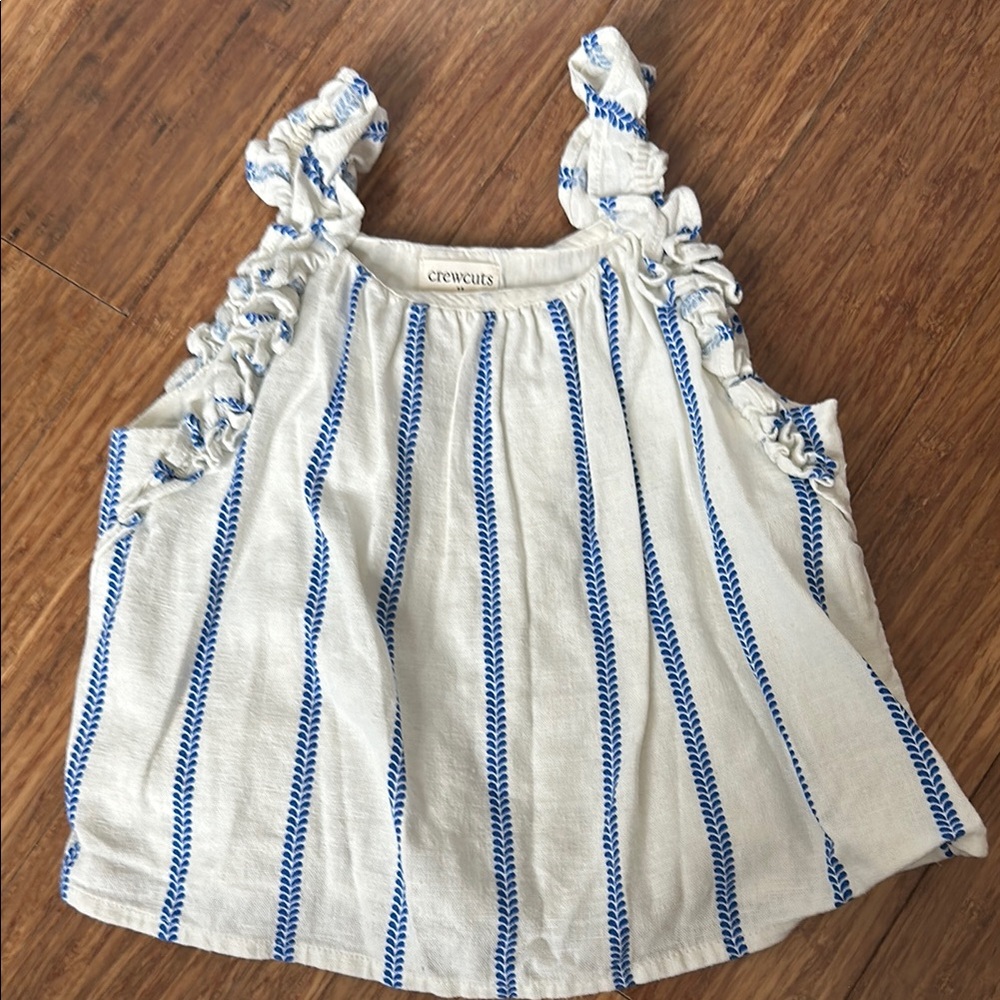 Crewcuts Toddler White and Blue Blouse